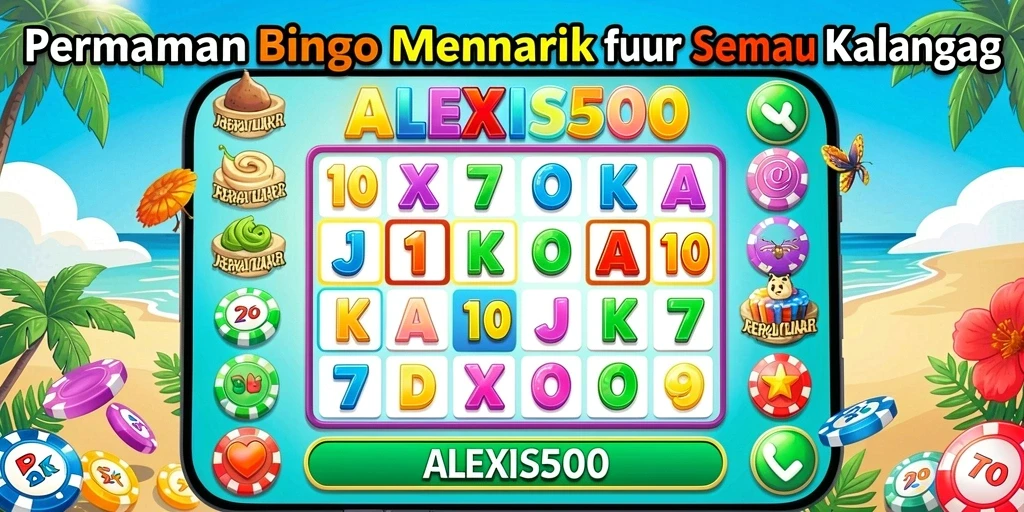 Tampilan gameplay seru ALEXIS500 dengan kartu Bingo yang menarik.