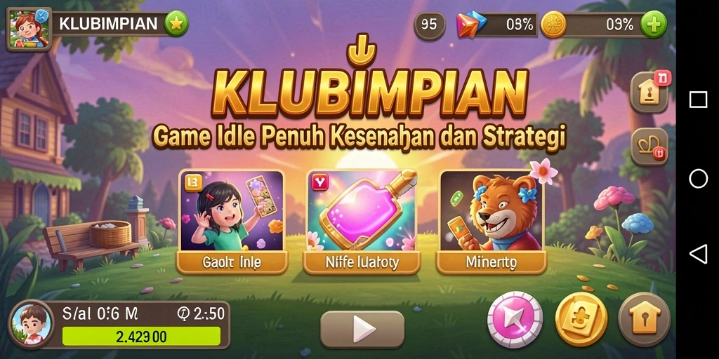 Tampilan gameplay KLUBIMPIAN yang penuh warna dan menarik.