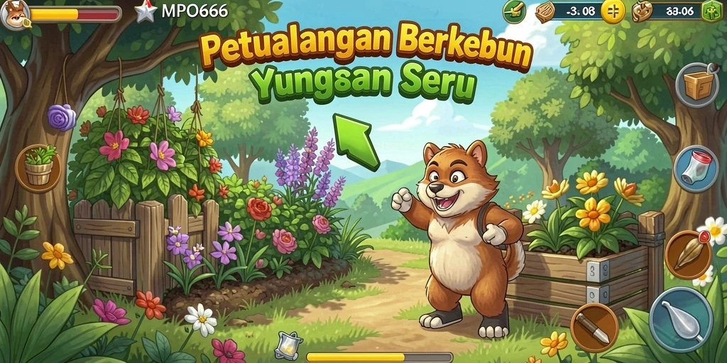 Tampilan gameplay MPO666 yang menarik dengan ladang subur dan tanaman beragam.