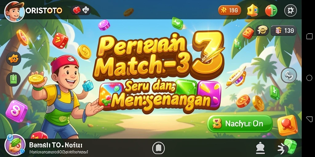 Tampilan gameplay seru dari ORISTOTO dengan berbagai tantangan Match-3.