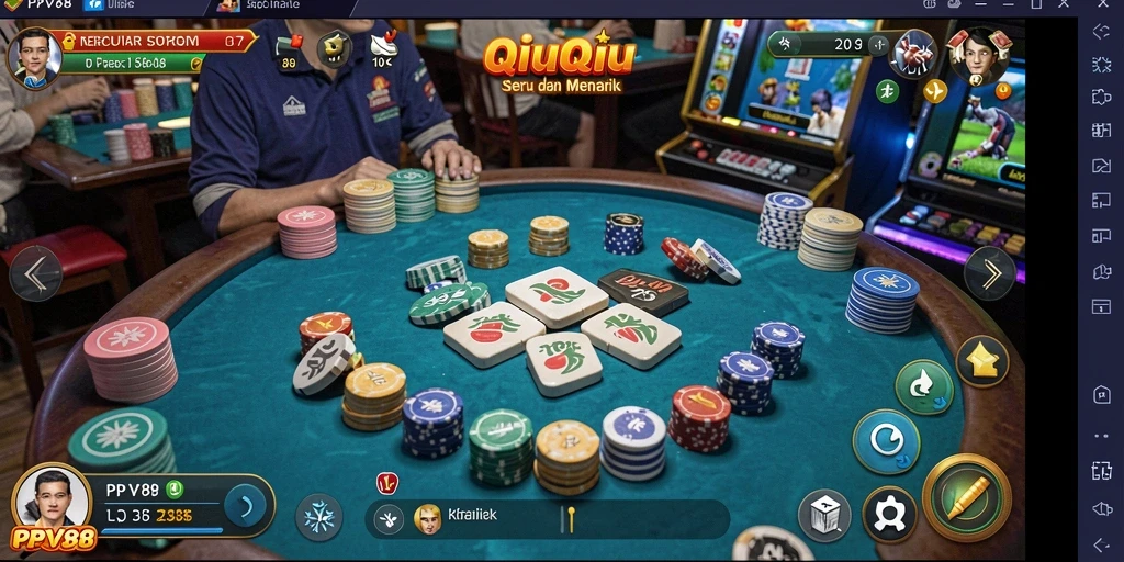 Tampilan gameplay QiuQiu yang seru dan kompetitif.