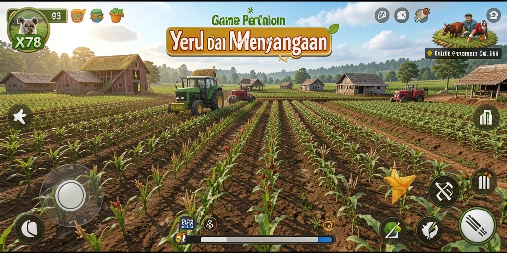 Tampilan gameplay menarik dari X78 saat bertani di ladang.